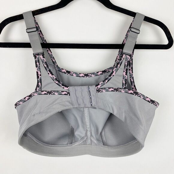 GLAMORISE No Bounce Non-Padded Camisole Sports Bra Gray Pink Camo - Size 36C - Picture 2 of 4